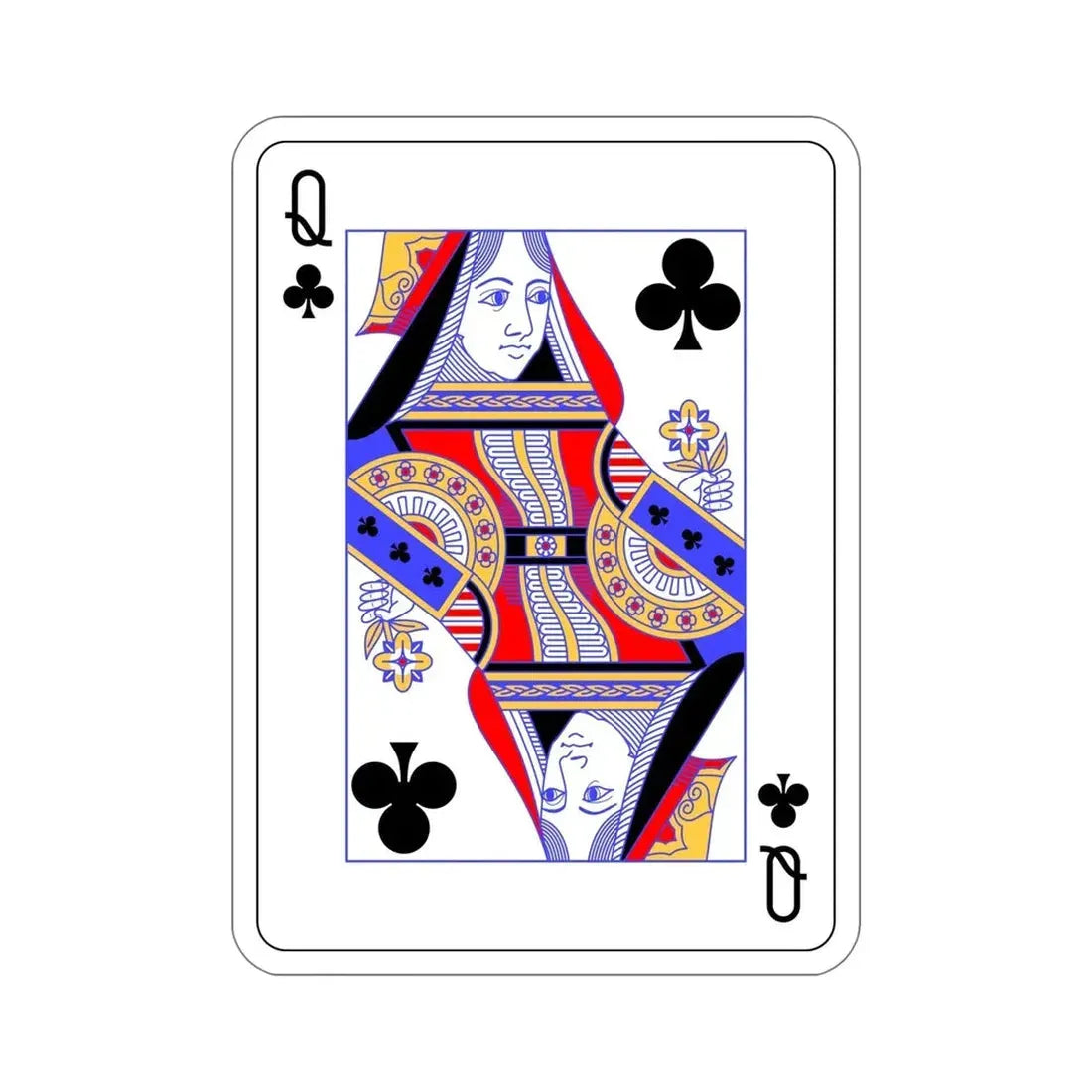 Queen of Clubs Playing Card STICKER Vinyl Die-Cut Decal - The Sticker Space