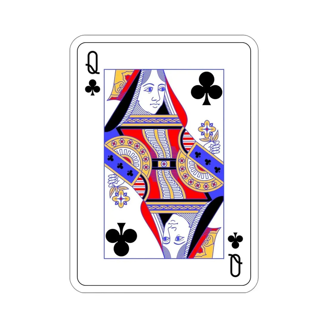 Queen of Clubs Playing Card STICKER Vinyl Die-Cut Decal - The Sticker Space