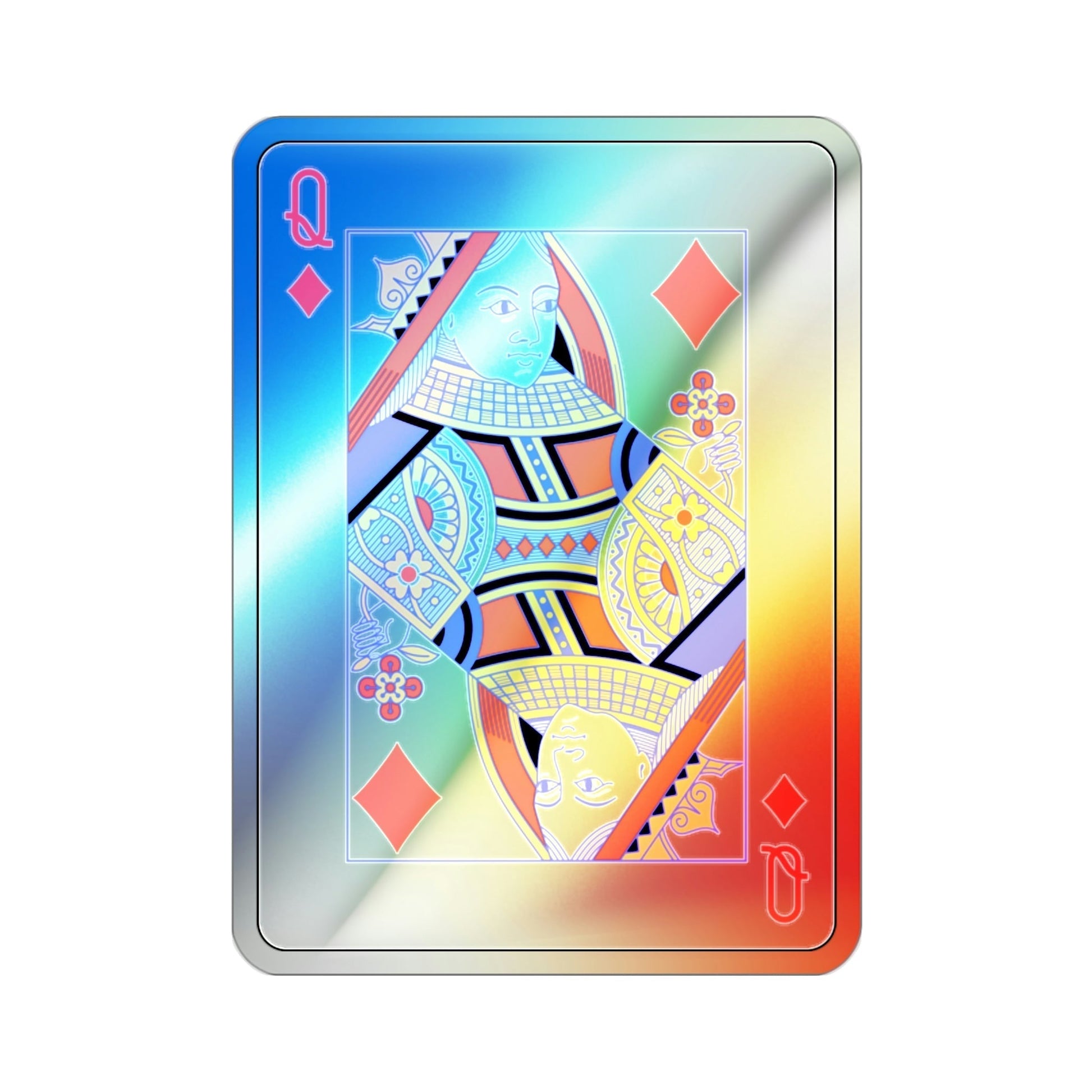 Queen of Diamonds Playing Card Holographic STICKER Die-Cut Vinyl Decal-2 Inch-The Sticker Space