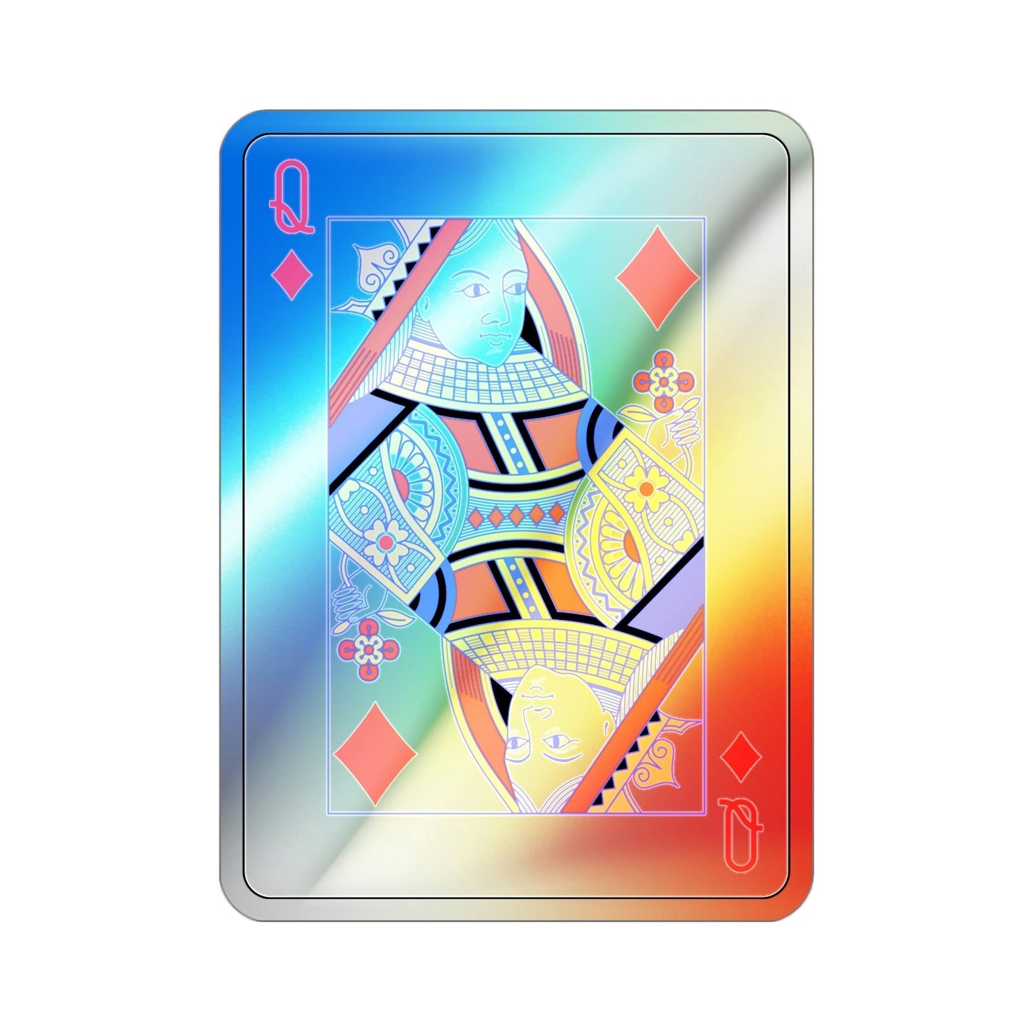 Queen of Diamonds Playing Card Holographic STICKER Die-Cut Vinyl Decal-3 Inch-The Sticker Space