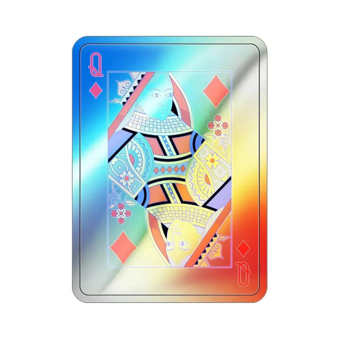 Queen of Diamonds Playing Card Holographic STICKER Die-Cut Vinyl Decal 3 Inch Holographic - The Sticker Space