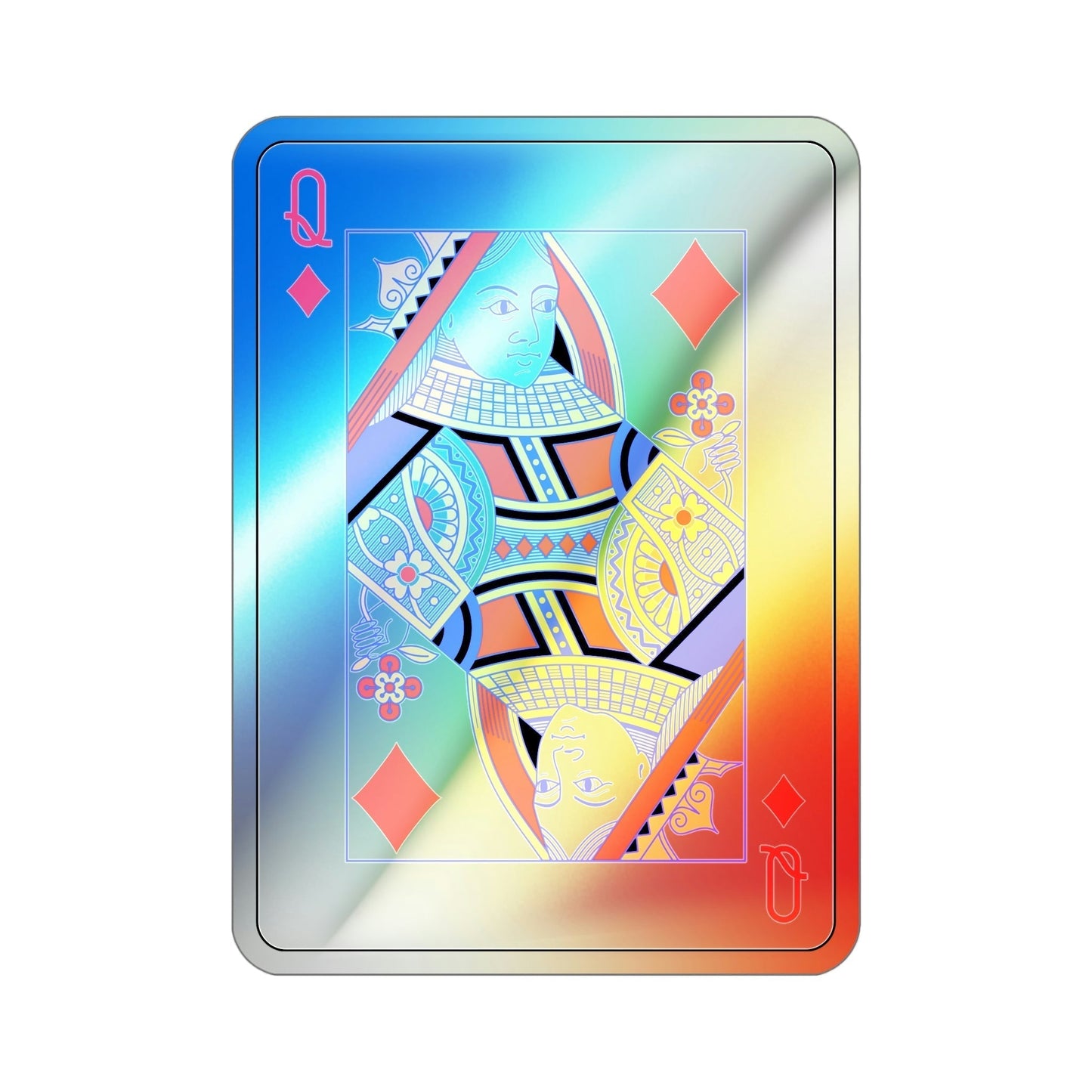 Queen of Diamonds Playing Card Holographic STICKER Die-Cut Vinyl Decal-5 Inch-The Sticker Space