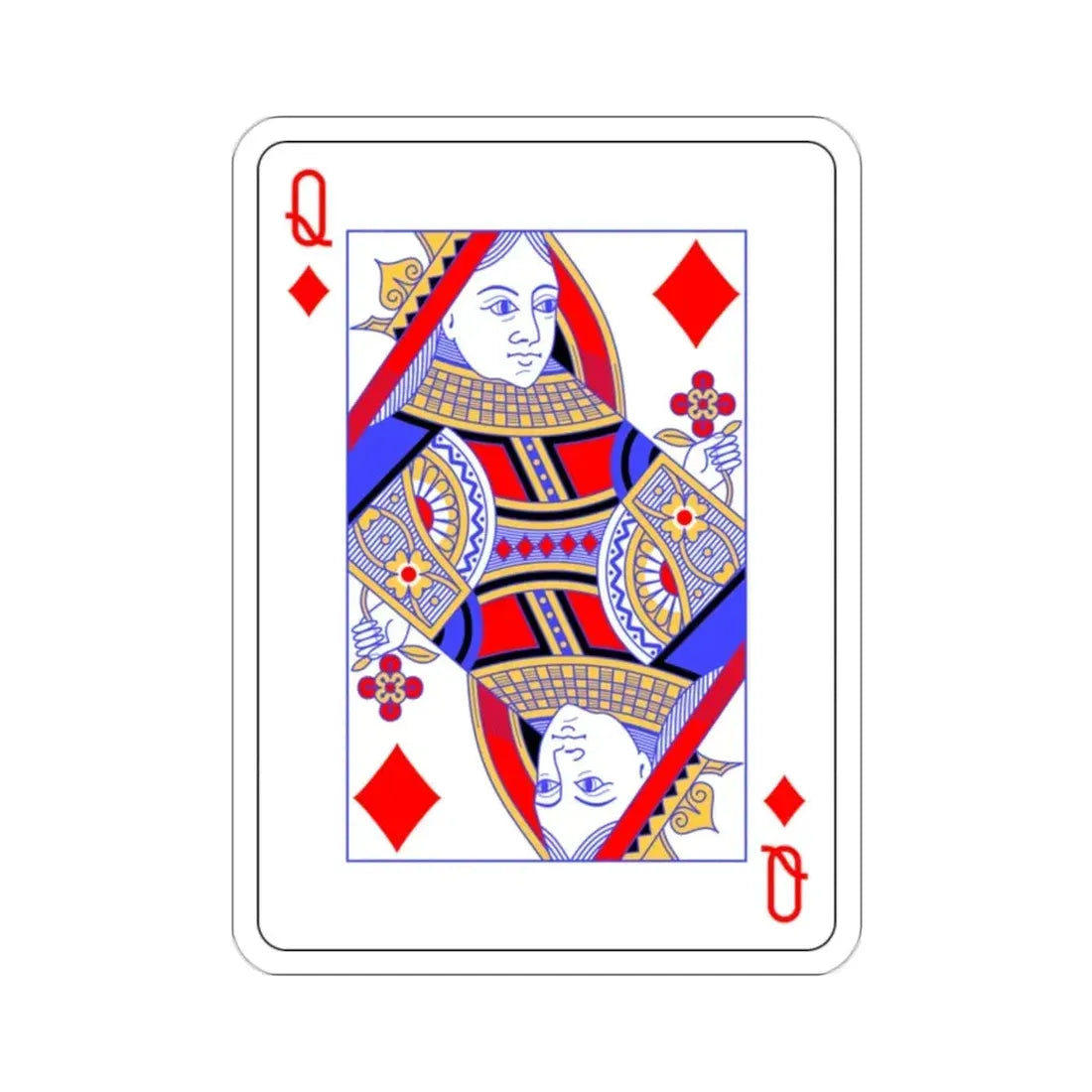 Queen of Diamonds Playing Card STICKER Vinyl Die-Cut Decal 2 Inch - The Sticker Space