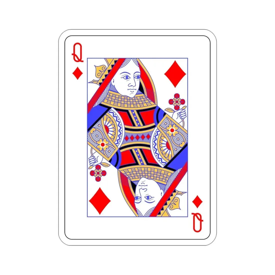 Queen of Diamonds Playing Card STICKER Vinyl Die-Cut Decal 4 Inch - The Sticker Space