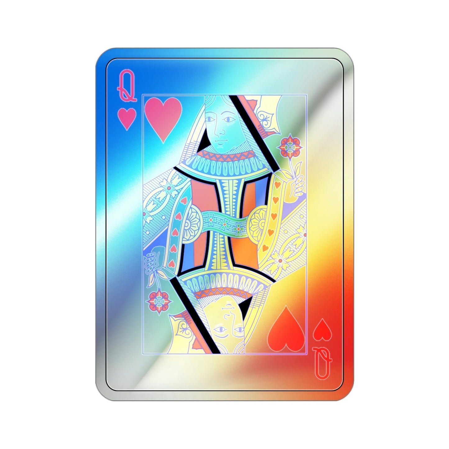 Queen of Hearts Playing Card Holographic STICKER Die-Cut Vinyl Decal-3 Inch-The Sticker Space