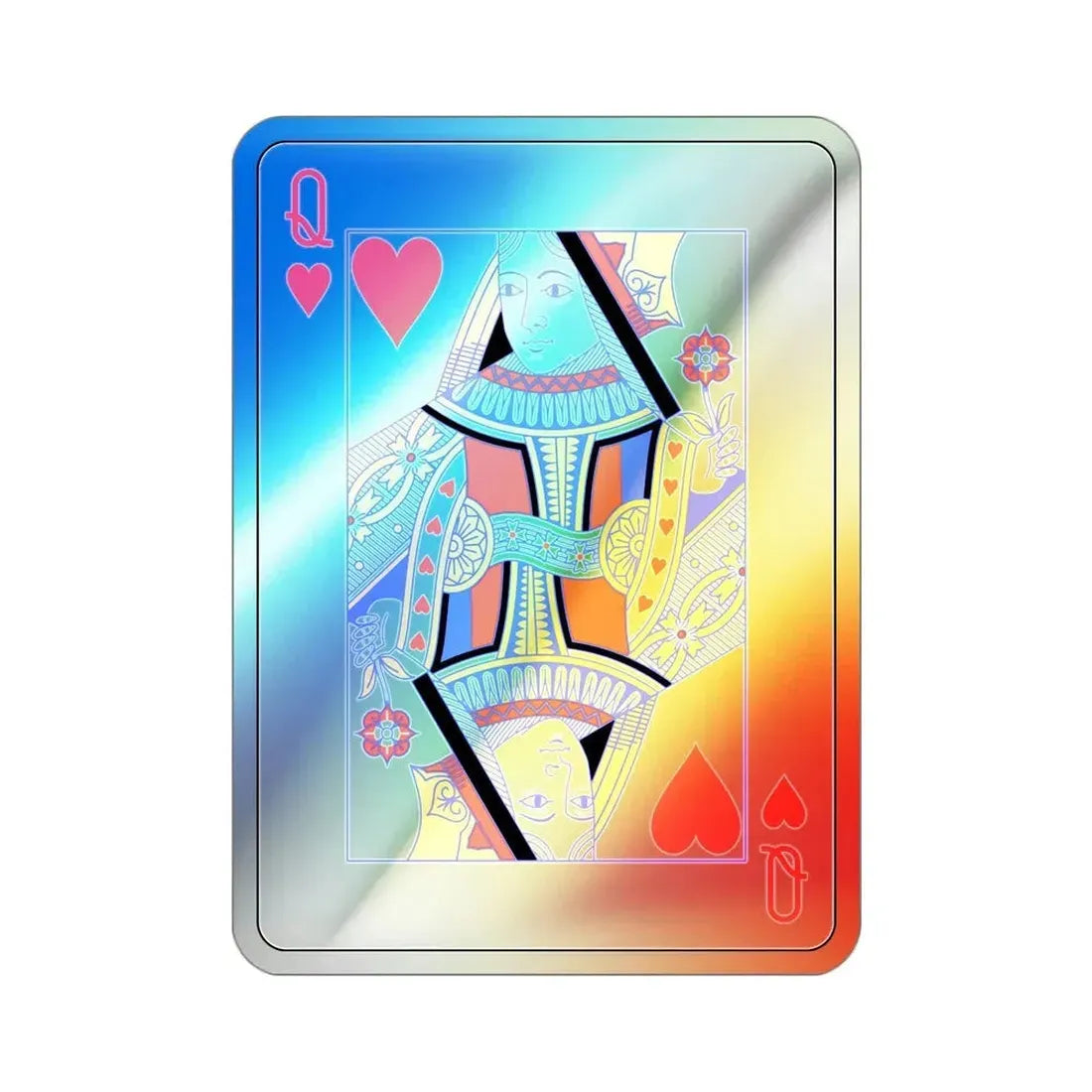 Queen of Hearts Playing Card Holographic STICKER Die-Cut Vinyl Decal 3 Inch Holographic - The Sticker Space