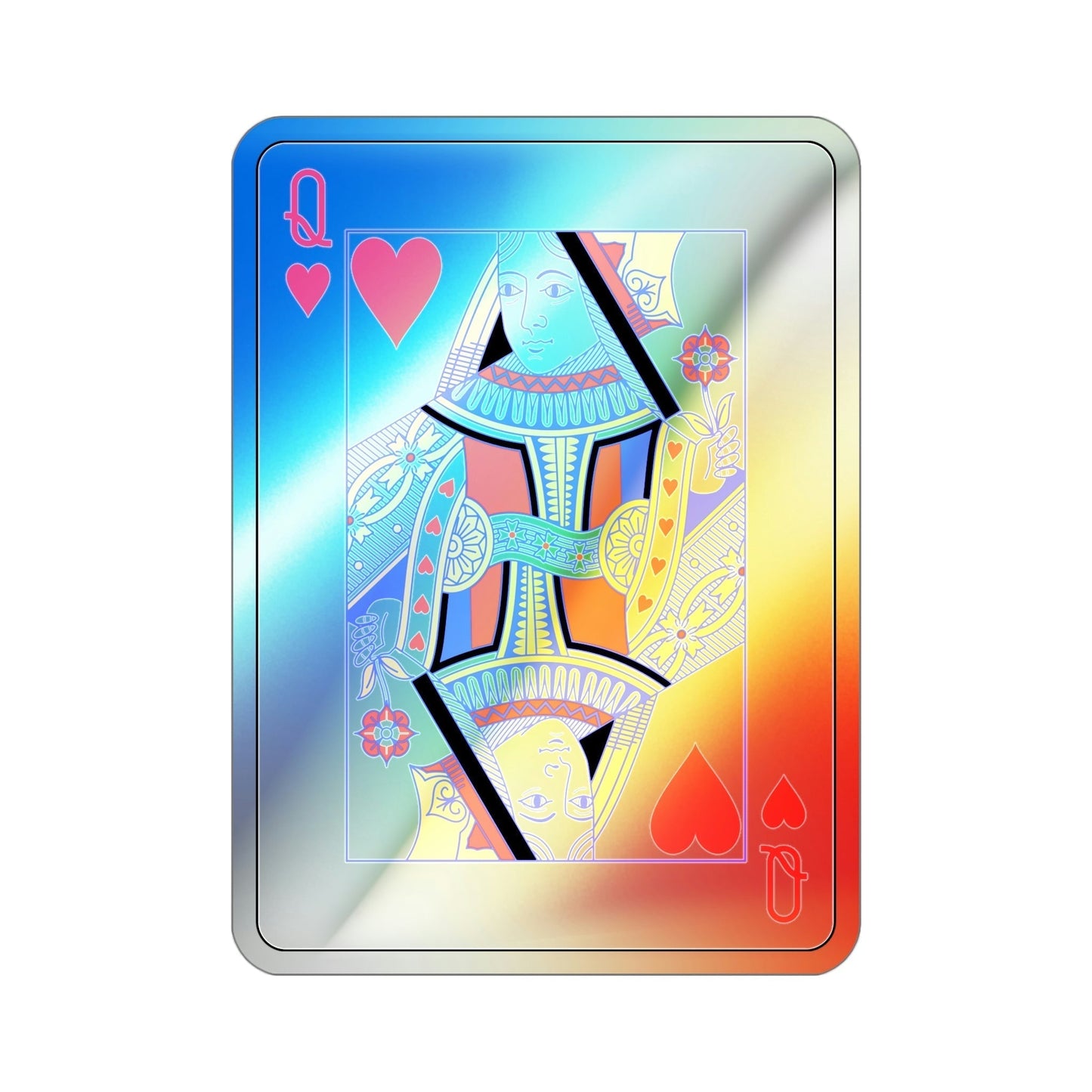 Queen of Hearts Playing Card Holographic STICKER Die-Cut Vinyl Decal-4 Inch-The Sticker Space