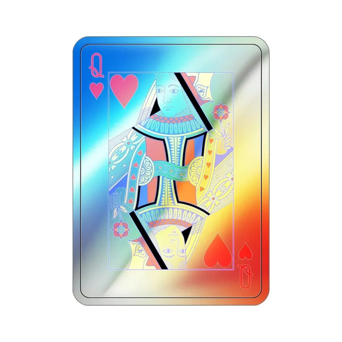 Queen of Hearts Playing Card Holographic STICKER Die-Cut Vinyl Decal - The Sticker Space