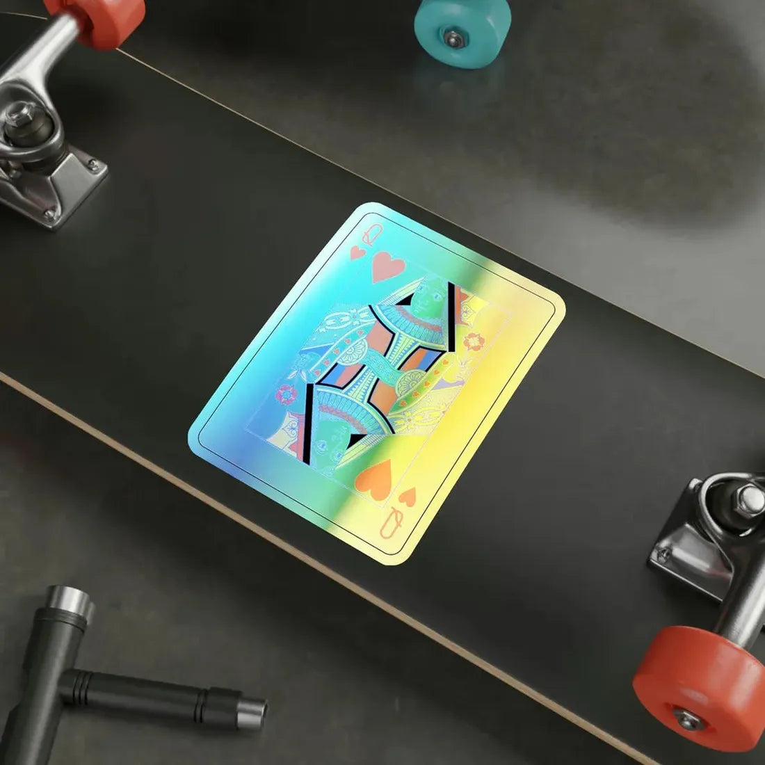 Queen of Hearts Playing Card Holographic STICKER Die-Cut Vinyl Decal - The Sticker Space