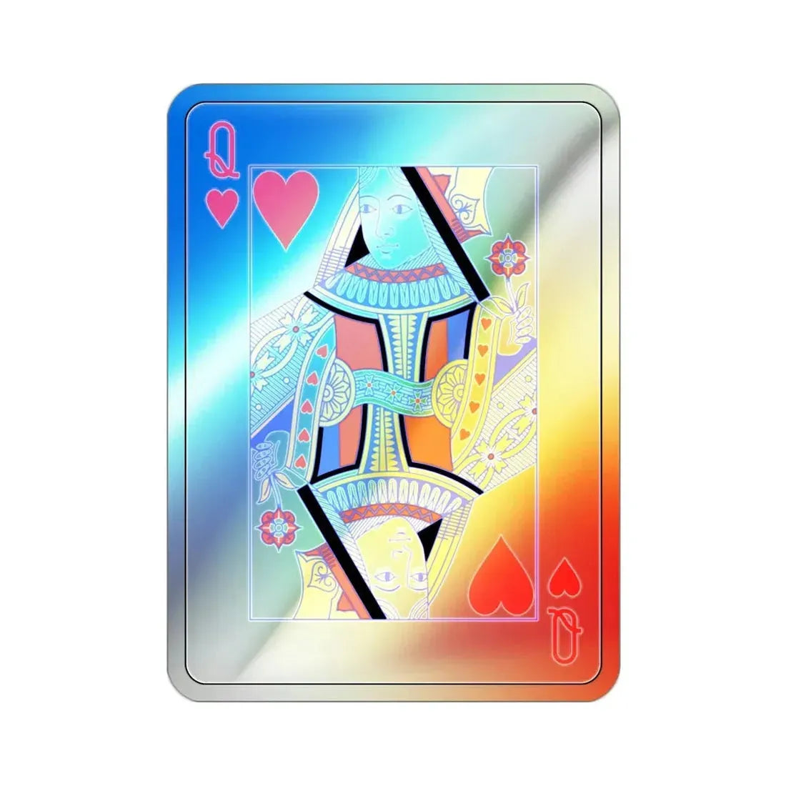 Queen of Hearts Playing Card Holographic STICKER Die-Cut Vinyl Decal - The Sticker Space