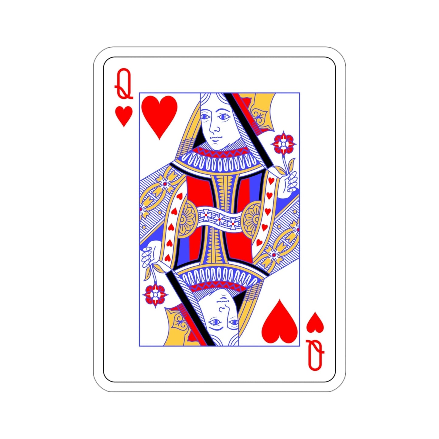 Queen of Hearts Playing Card STICKER Vinyl Die-Cut Decal-4 Inch-The Sticker Space