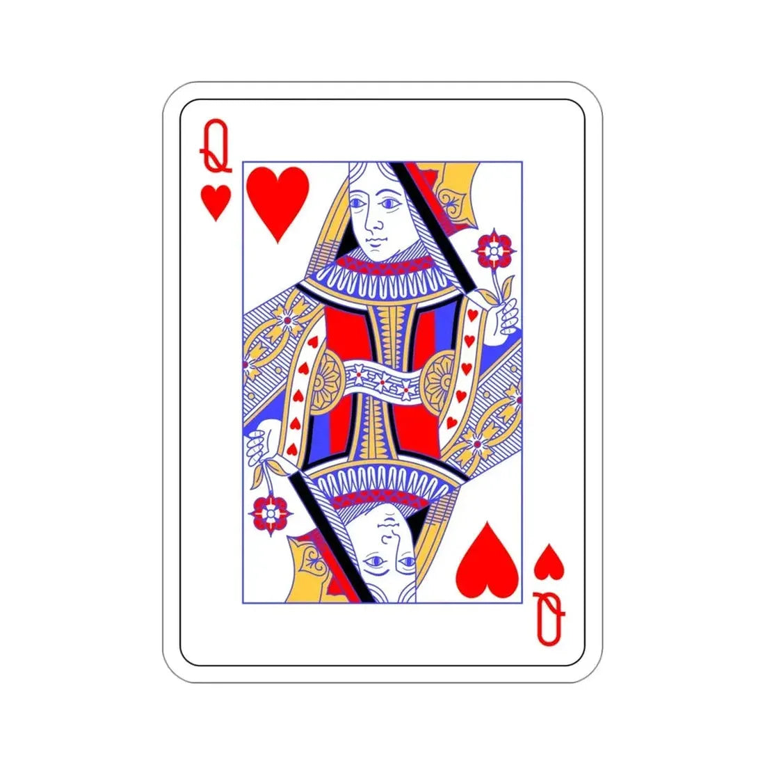Queen of Hearts Playing Card STICKER Vinyl Die-Cut Decal 4 Inch - The Sticker Space
