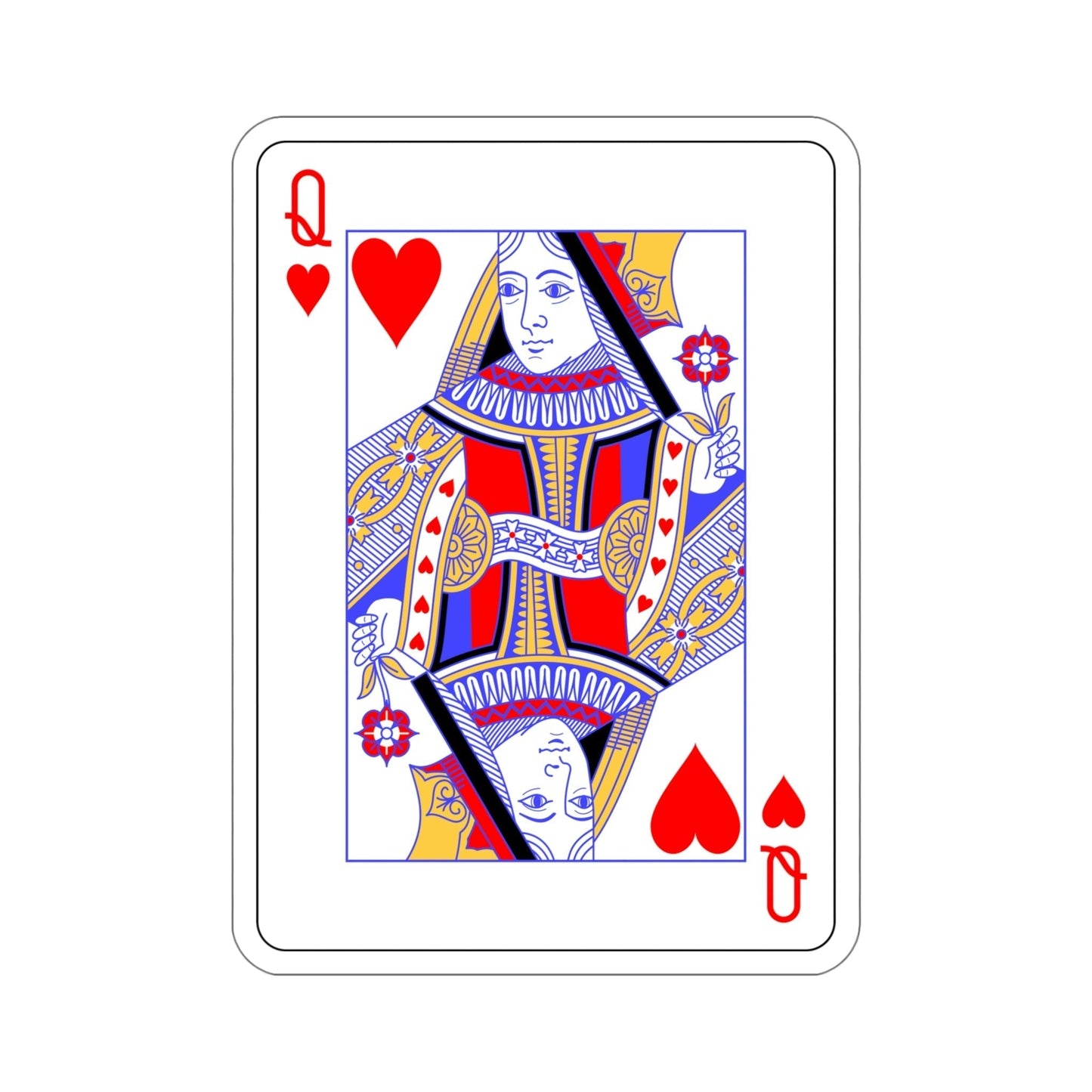 Queen of Hearts Playing Card STICKER Vinyl Die-Cut Decal-5 Inch-The Sticker Space