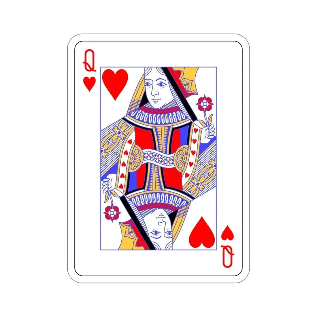 Queen of Hearts Playing Card STICKER Vinyl Die-Cut Decal 5 Inch - The Sticker Space