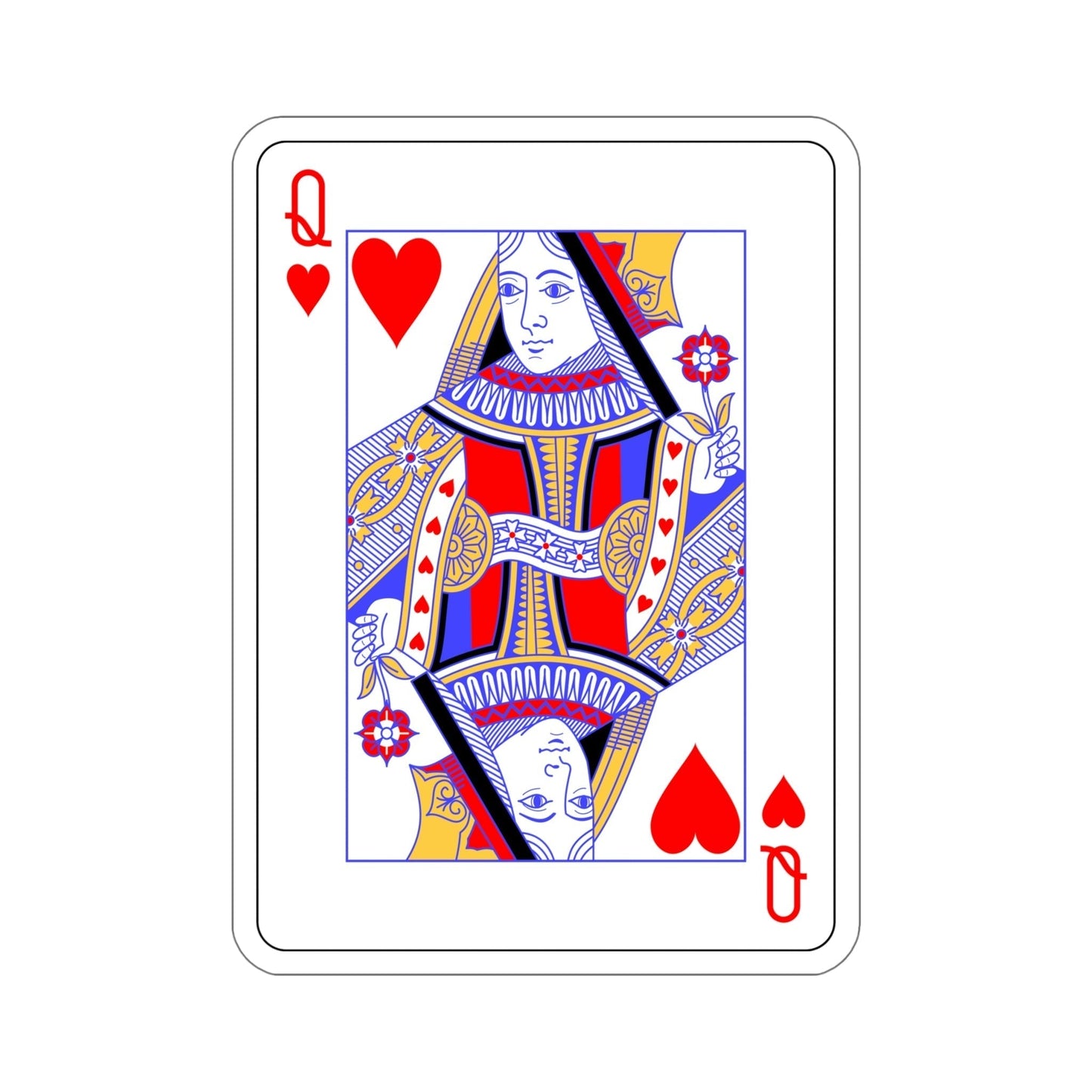 Queen of Hearts Playing Card STICKER Vinyl Die-Cut Decal-6 Inch-The Sticker Space