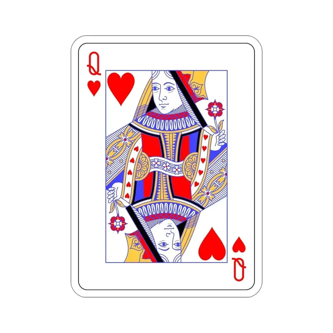 Queen of Hearts Playing Card STICKER Vinyl Die-Cut Decal 6 Inch - The Sticker Space