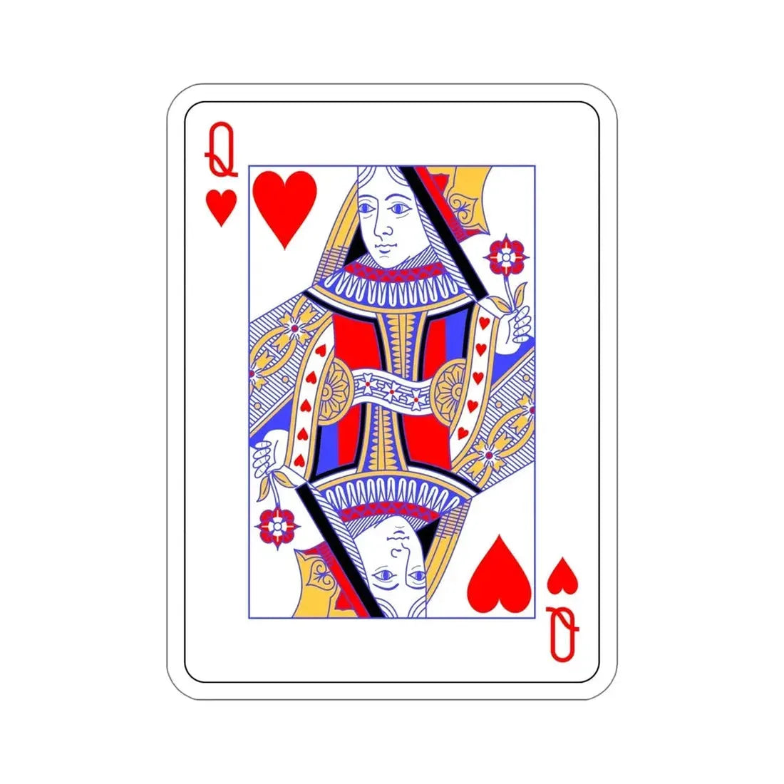 Queen of Hearts Playing Card STICKER Vinyl Die-Cut Decal - The Sticker Space