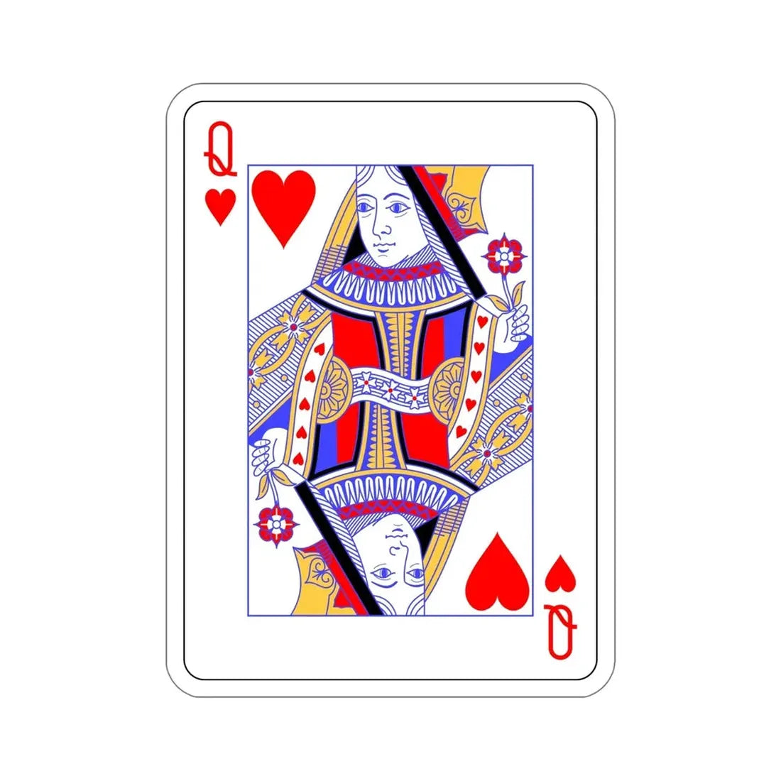 Queen of Hearts Playing Card STICKER Vinyl Die-Cut Decal - The Sticker Space