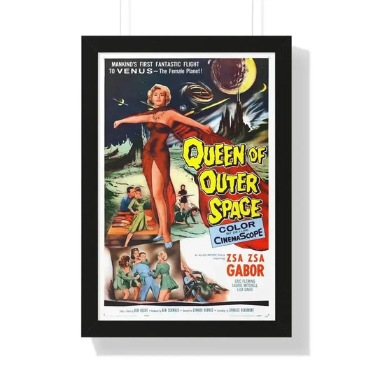 QUEEN OF OUTER SPACE 1958 - Framed Movie Poster 16″ x 24″ Black - The Sticker Space