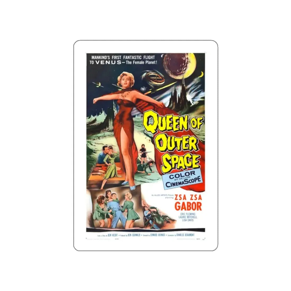 QUEEN OF OUTER SPACE 1958 Movie Poster STICKER Vinyl Die-Cut Decal 2 Inch - The Sticker Space