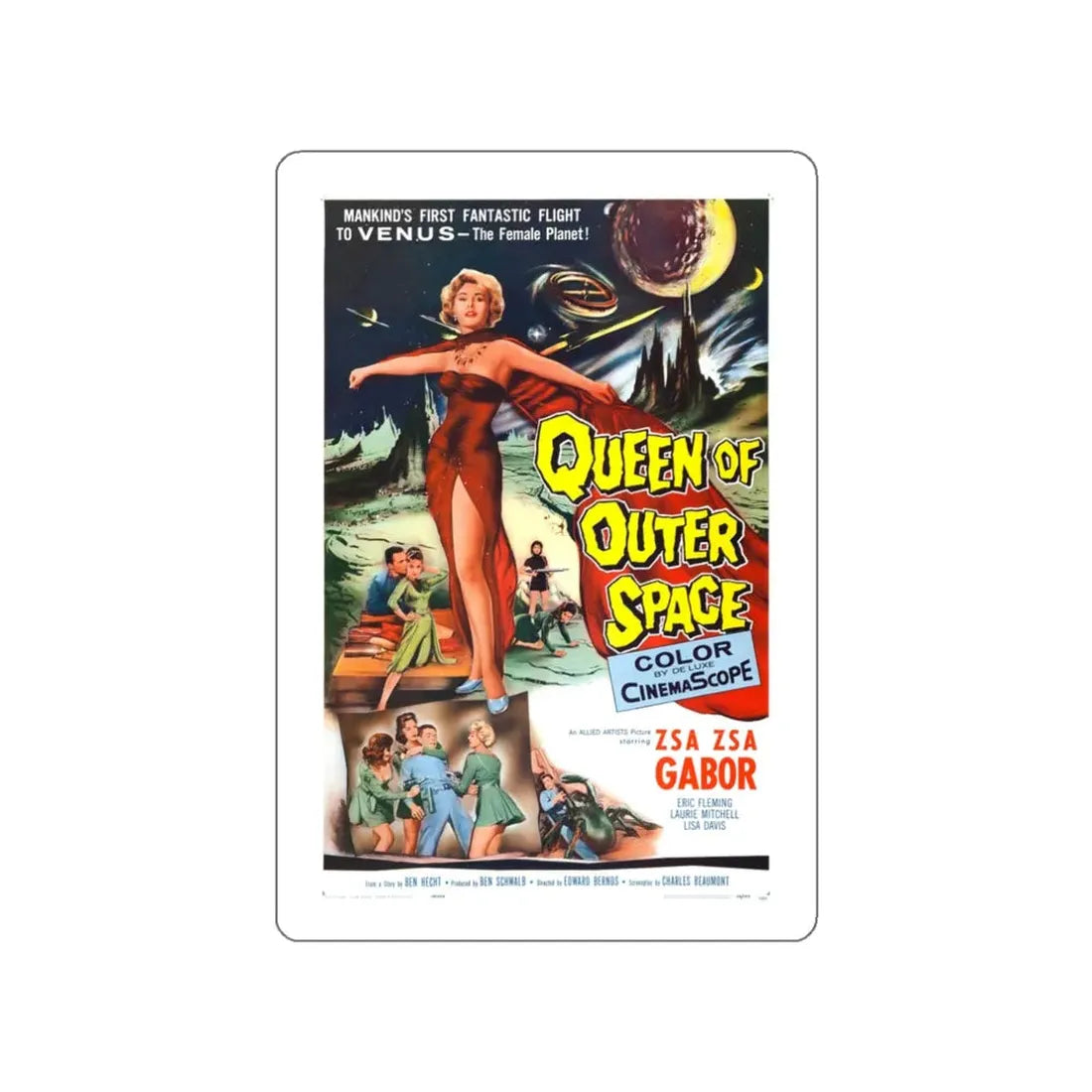 QUEEN OF OUTER SPACE 1958 Movie Poster STICKER Vinyl Die-Cut Decal - The Sticker Space