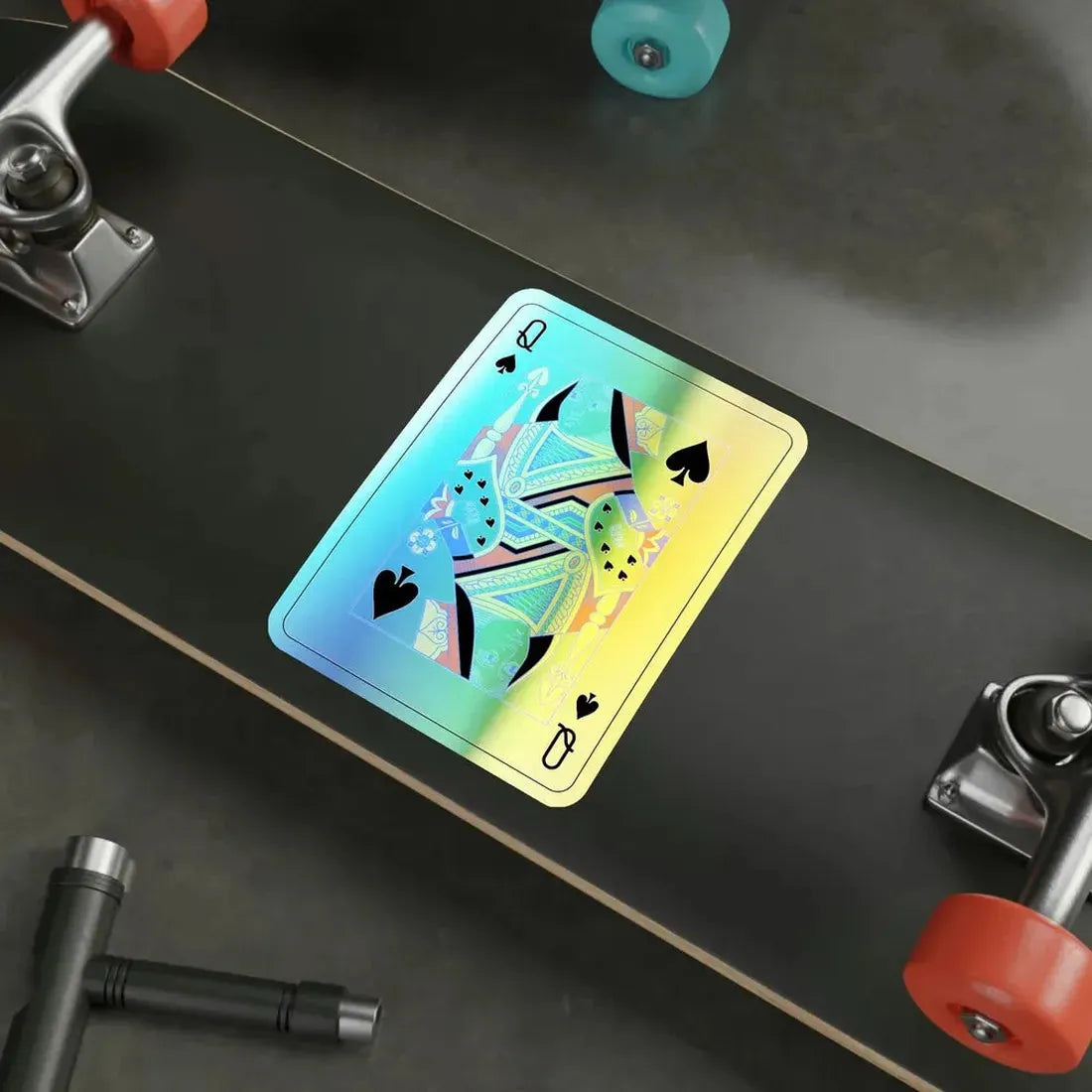 Queen of Spades Playing Card Holographic STICKER Die-Cut Vinyl Decal - The Sticker Space