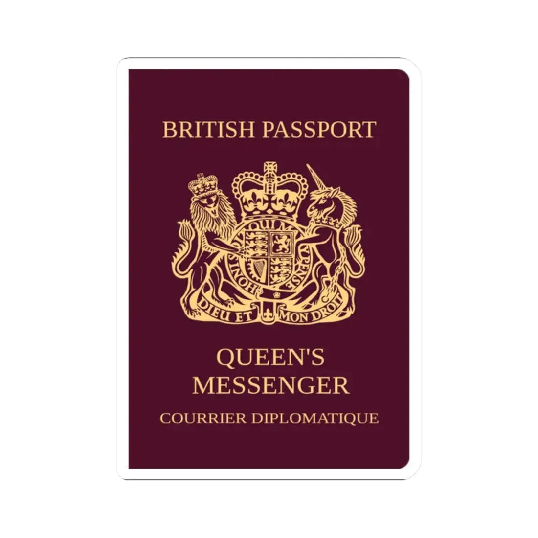 Queen's Messenger Passport - STICKER Vinyl Kiss-Cut Decal 2 Inch White - The Sticker Space