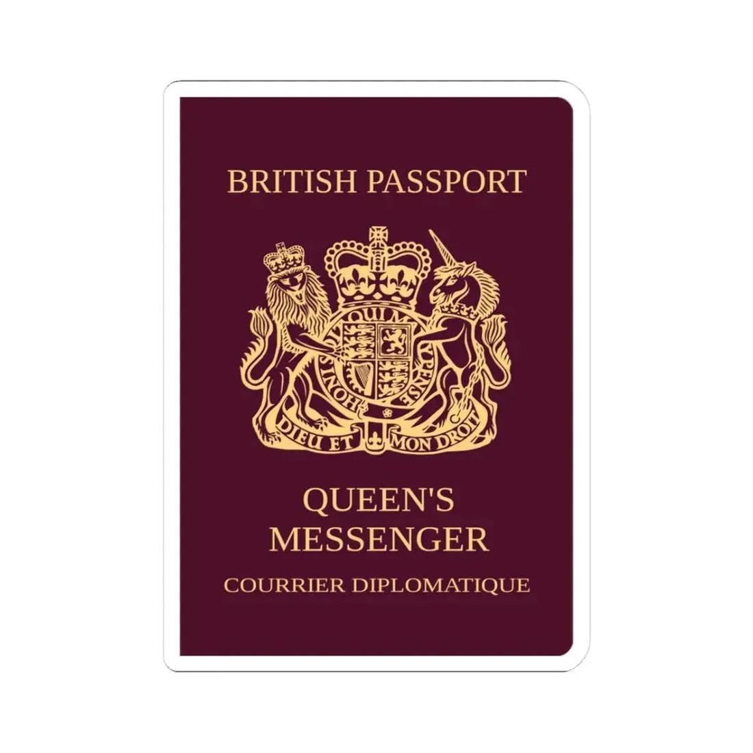 Queen's Messenger Passport - STICKER Vinyl Kiss-Cut Decal 3 Inch White - The Sticker Space