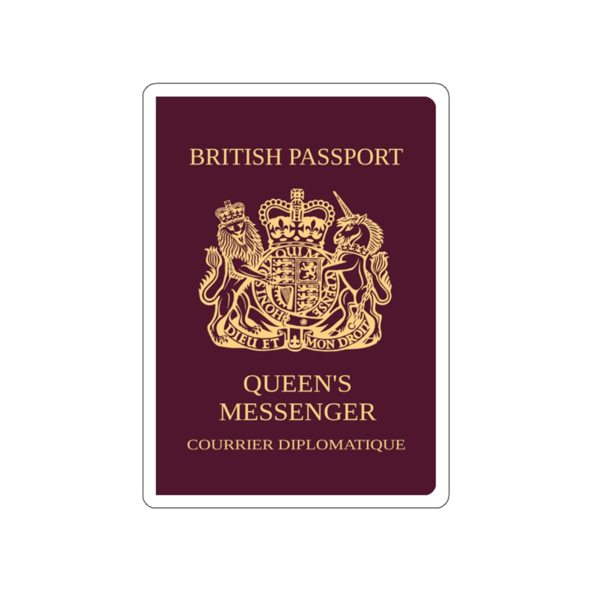 Queen's Messenger Passport STICKER Vinyl Die-Cut Decal-White-The Sticker Space