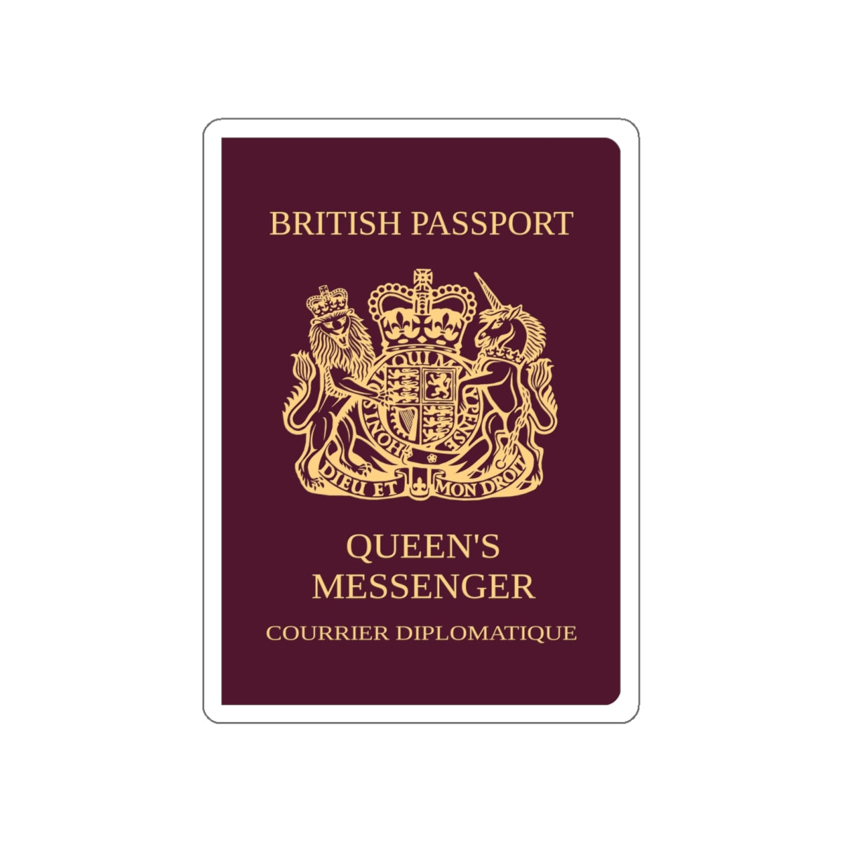 Queen's Messenger Passport STICKER Vinyl Die-Cut Decal-White-The Sticker Space