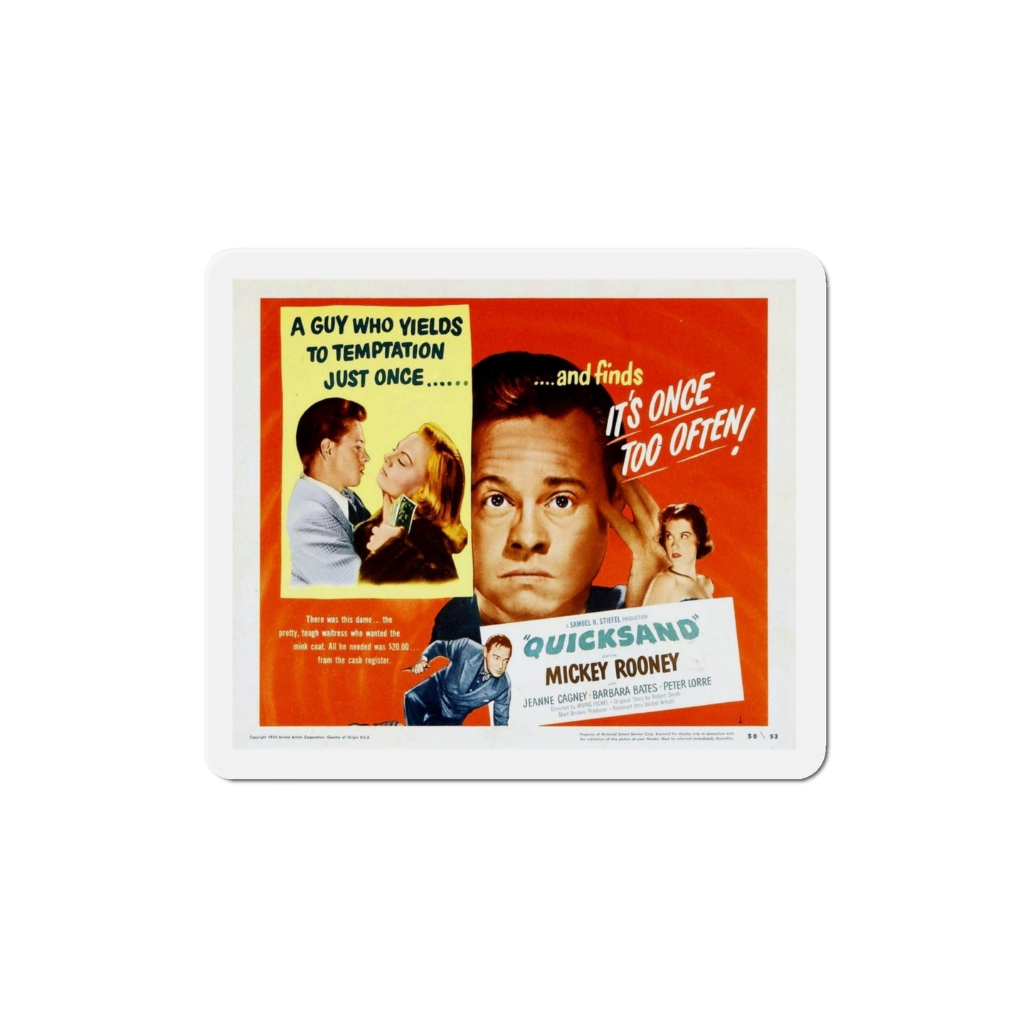 Quicksand 1950 Movie Poster Die-Cut Magnet-4 Inch-The Sticker Space