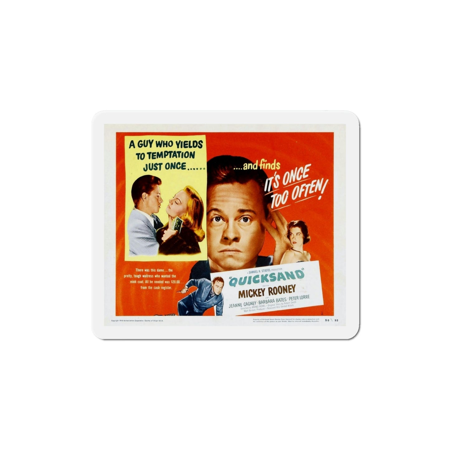 Quicksand 1950 Movie Poster Die-Cut Magnet-5 Inch-The Sticker Space