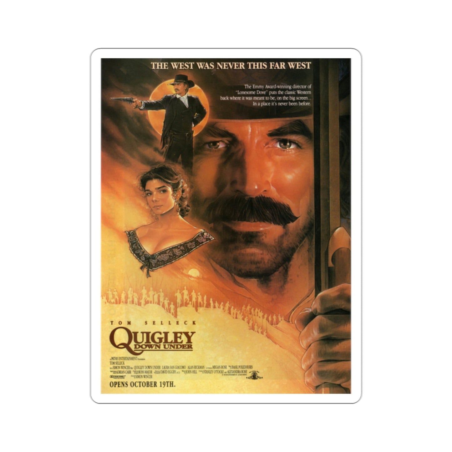 Quigley Down Under 1990 Movie Poster STICKER Vinyl Die-Cut Decal-2 Inch-The Sticker Space