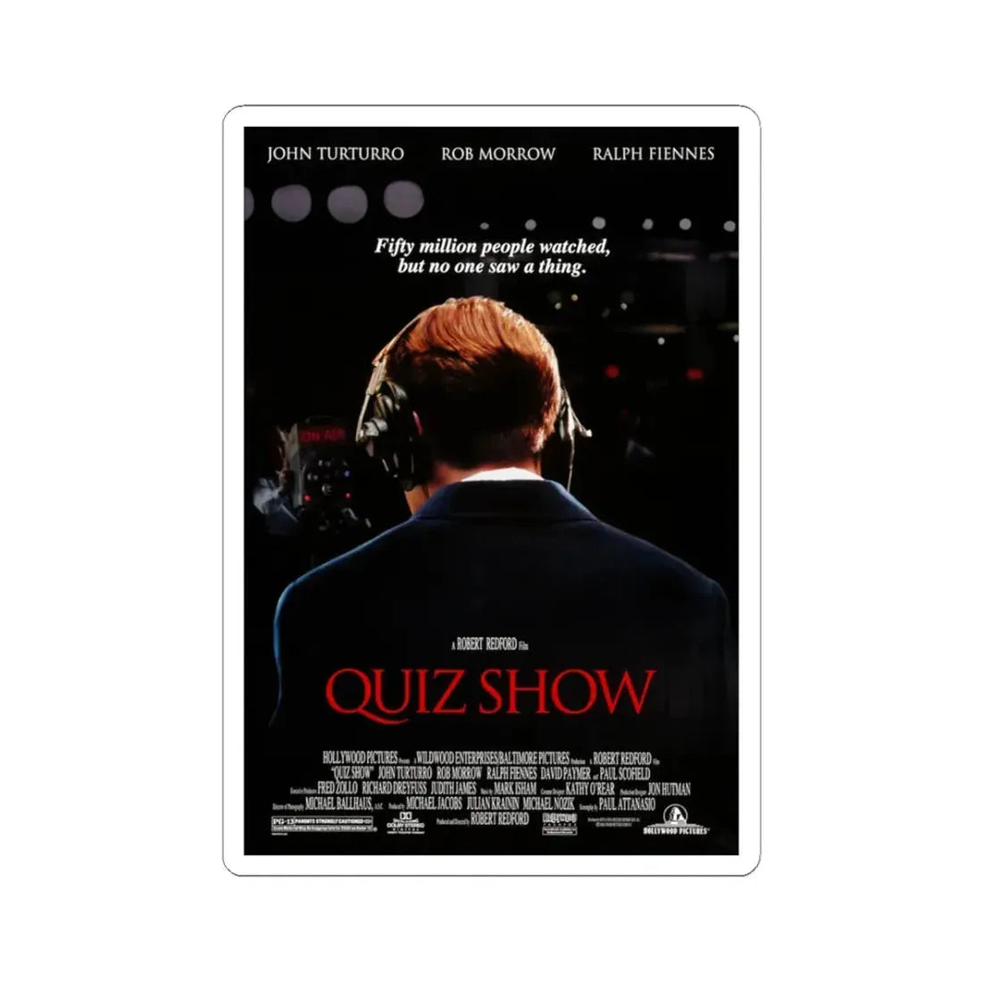 Quiz Show 1994 Movie Poster - STICKER Vinyl Kiss-Cut Decal 3 Inch White - The Sticker Space