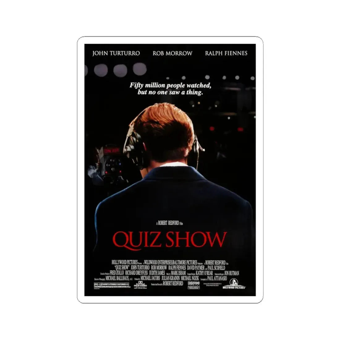 Quiz Show 1994 Movie Poster - STICKER Vinyl Kiss-Cut Decal 6 Inch White - The Sticker Space