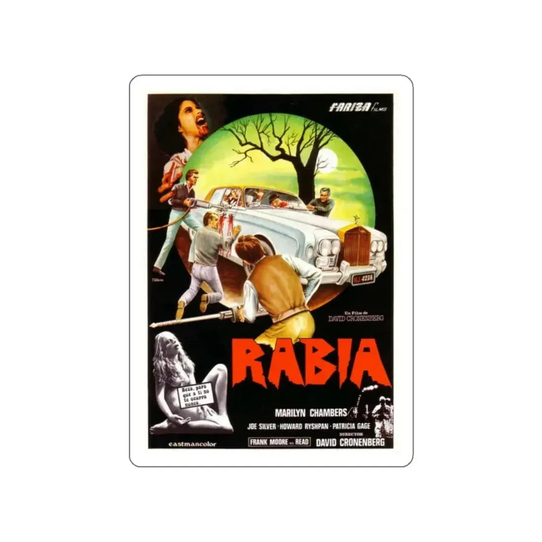 RABID (2) 1977 Movie Poster STICKER Vinyl Die-Cut Decal 4 Inch - The Sticker Space