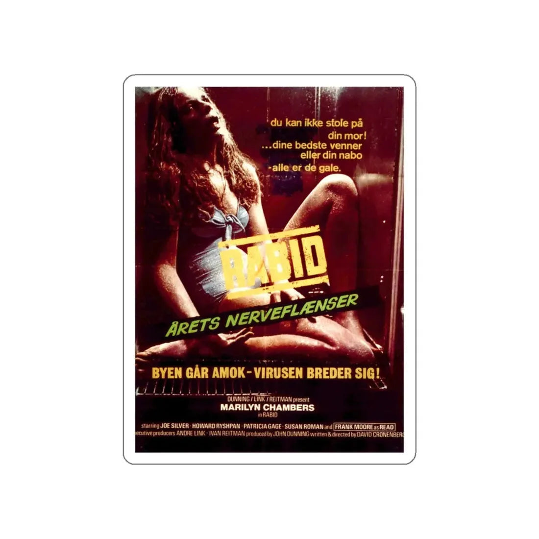 RABID (DANISH) 1977 Movie Poster STICKER Vinyl Die-Cut Decal - The Sticker Space