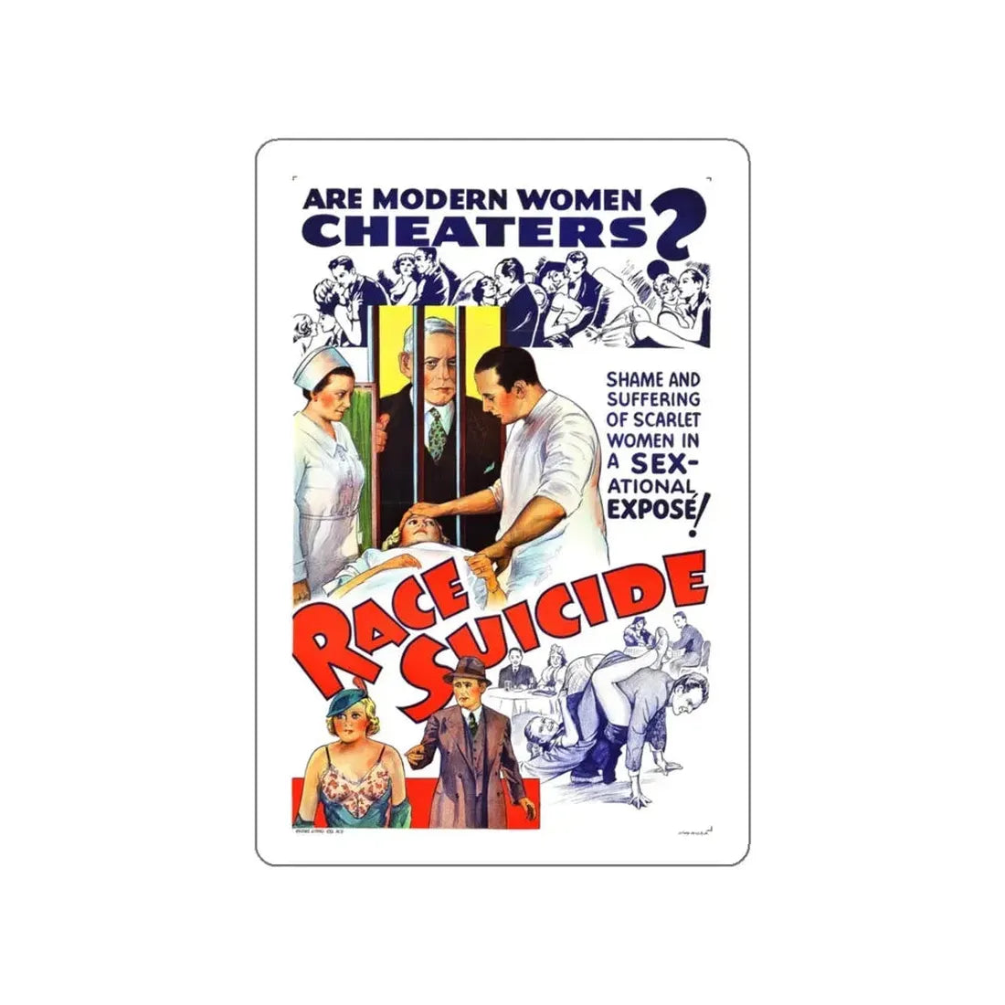 RACE SUICIDE (VICTIMS OF PASSION) 1938 Movie Poster STICKER Vinyl Die-Cut Decal 6 Inch - The Sticker Space