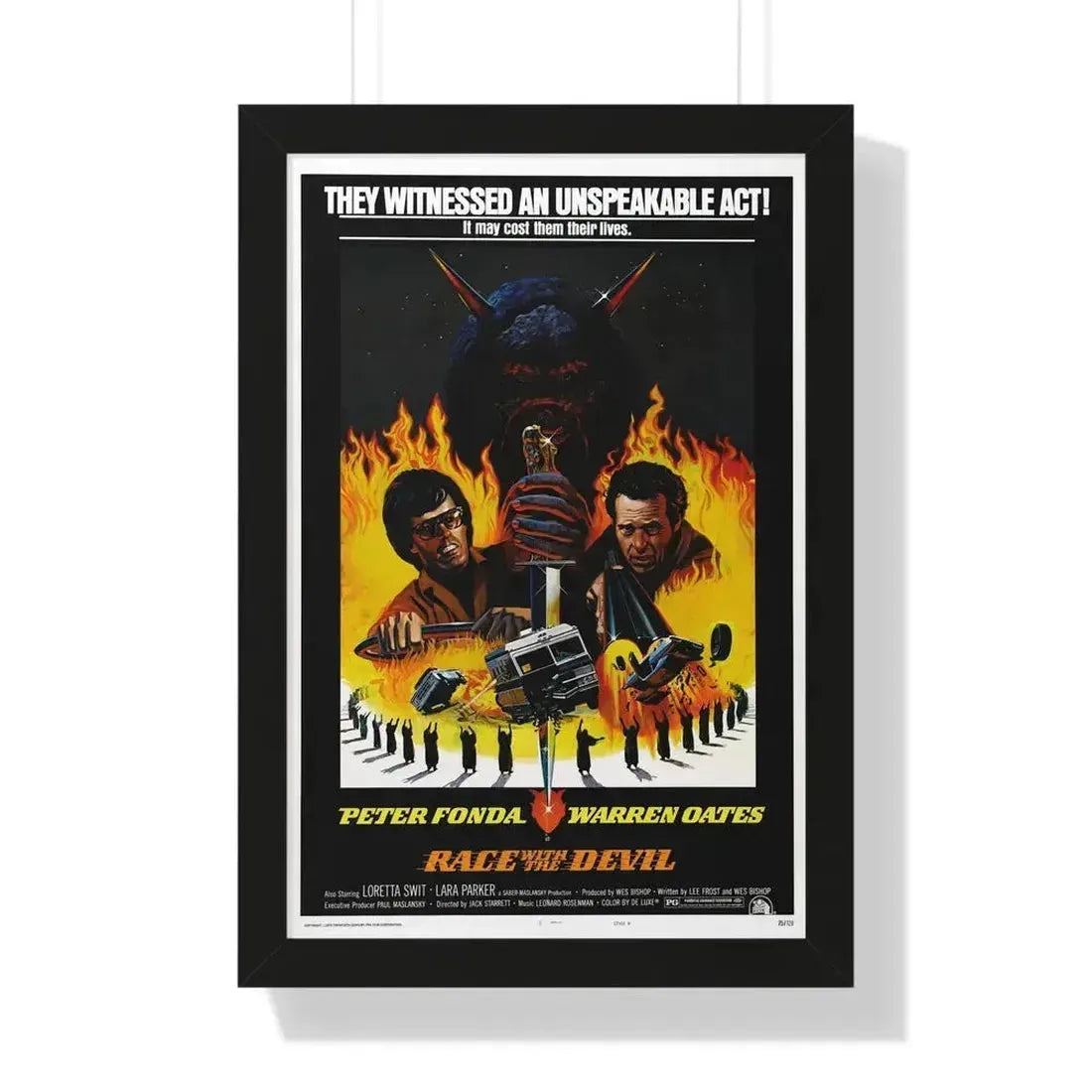 RACE WITH THE DEVIL 1975 - Framed Movie Poster 16″ x 24″ Black - The Sticker Space