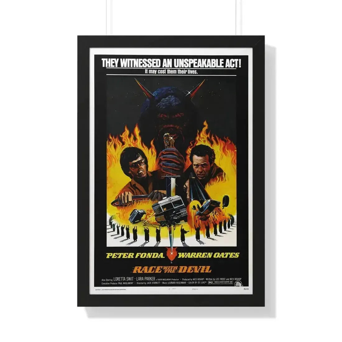RACE WITH THE DEVIL 1975 - Framed Movie Poster 20" x 30" Black - The Sticker Space
