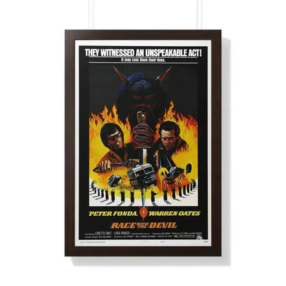 RACE WITH THE DEVIL 1975 - Framed Movie Poster 20" x 30" Walnut - The Sticker Space