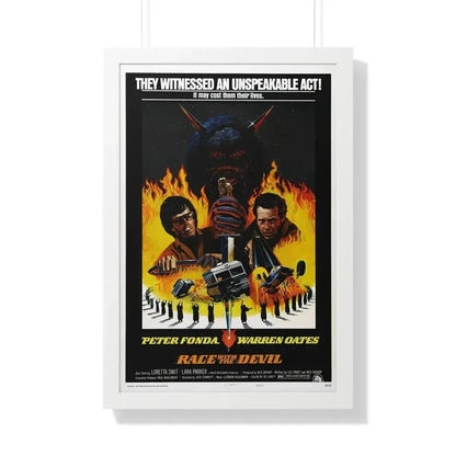RACE WITH THE DEVIL 1975 - Framed Movie Poster 20" x 30" White - The Sticker Space