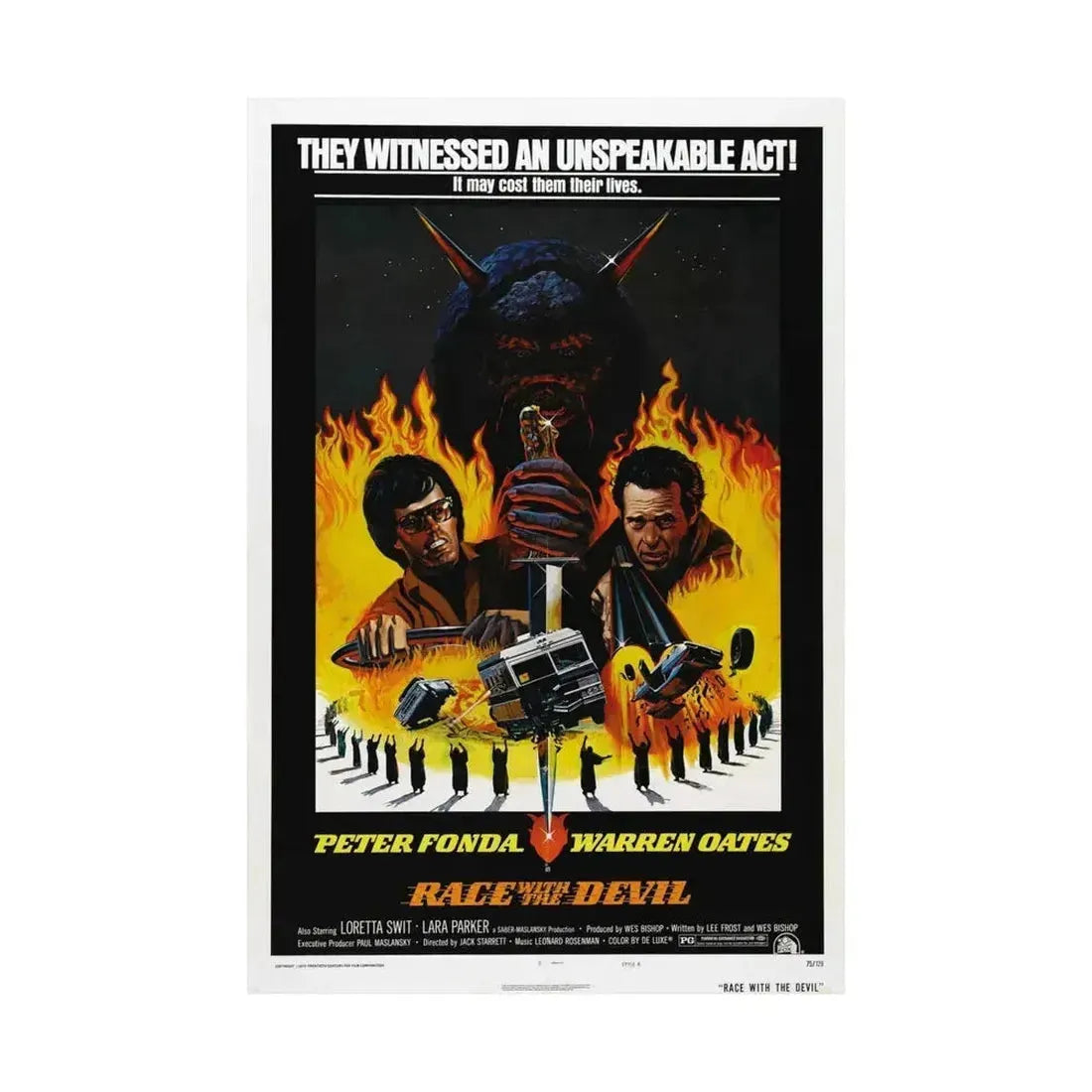 RACE WITH THE DEVIL 1975 - Paper Movie Poster - The Sticker Space