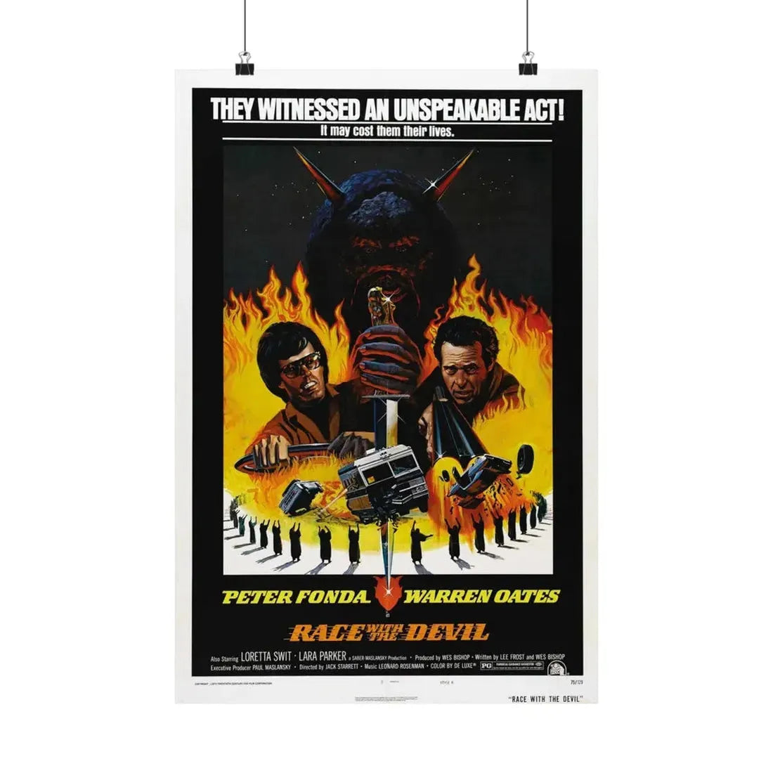 RACE WITH THE DEVIL 1975 - Paper Movie Poster - The Sticker Space