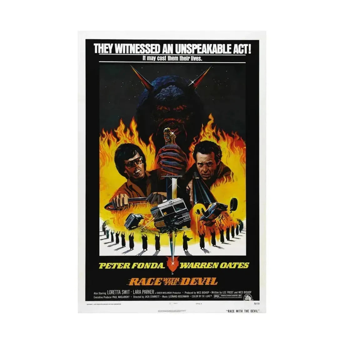 RACE WITH THE DEVIL 1975 - Paper Movie Poster - The Sticker Space