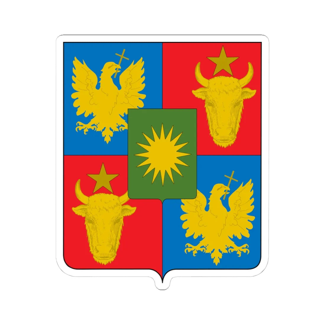 Racoviță Cehan coat of arms (Algeria) (Coat of Arms) STICKER Vinyl Kiss-Cut Decal 4 Inch White - The Sticker Space