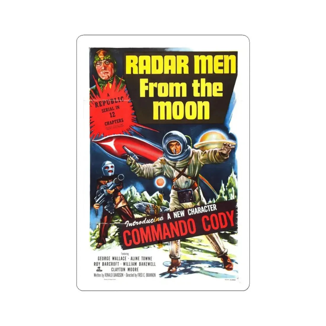 RADAR MEN FROM THE MOON 1952 Movie Poster - STICKER Vinyl Kiss-Cut Decal 4 Inch White - The Sticker Space