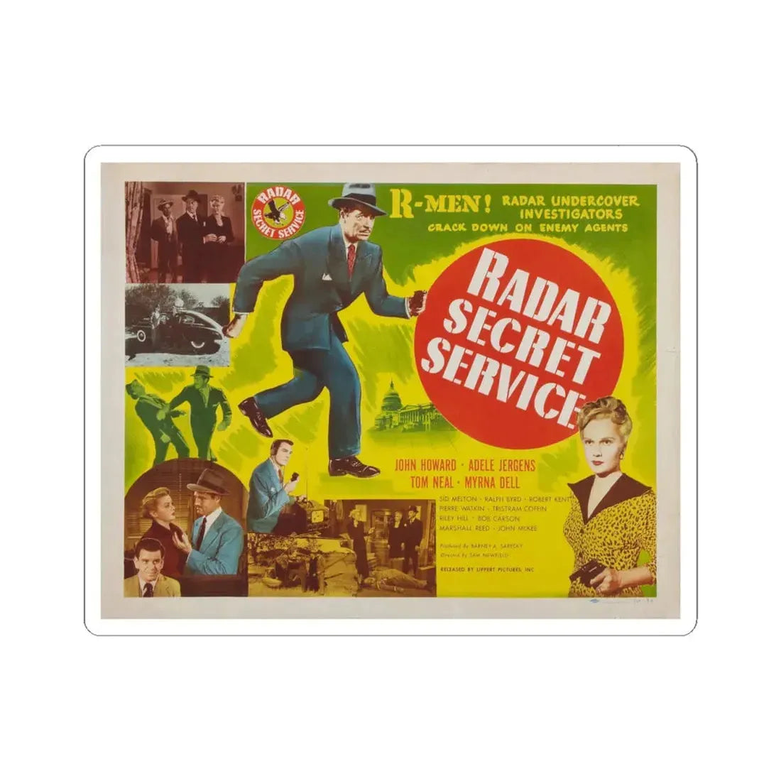 Radar Secret Service 1950 v2 Movie Poster - STICKER Vinyl Kiss-Cut Decal 4 Inch White - The Sticker Space