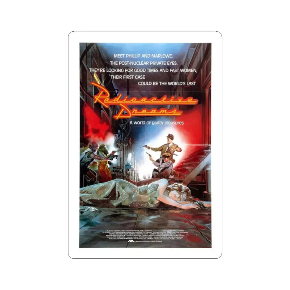 RADIOACTIVE DREAMS (3) 1984 Movie Poster - STICKER Vinyl Kiss-Cut Decal 2 Inch White - The Sticker Space
