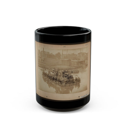 Raft Of Blanket Boats Ferrying Field Artillery And Men Over Potomac River (U.S. Civil War) Black Coffee Mug-15oz-The Sticker Space